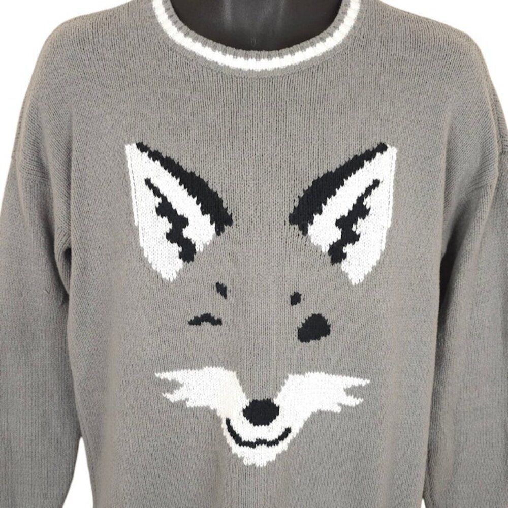 Winking Fox Sweater Womens Size Small Gray Hollister OVERSIZED